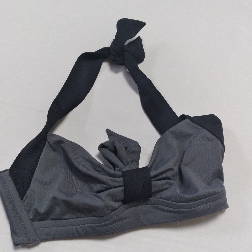 Cosabella Halter Style Black and Gray Bikini Top Size 1